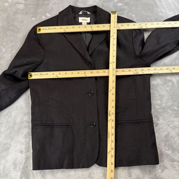 Talbots Blazer Women's Irish Linen Jacket Pockets Coat Size 8 Black  Button Up - Picture 3 of 7